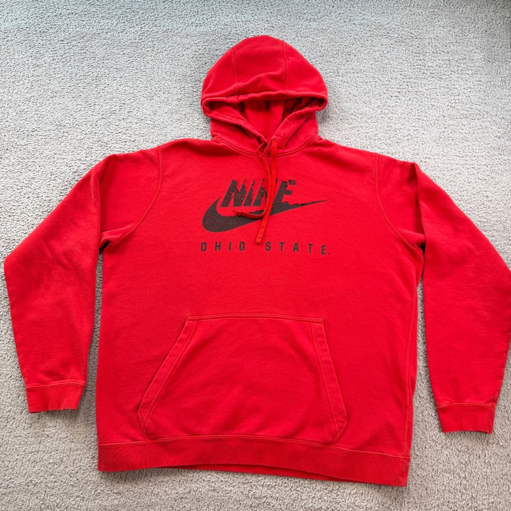 Nike Ohio State Buckeyes Mens XL Red Distressed Swoosh Hoodie CT1778-657